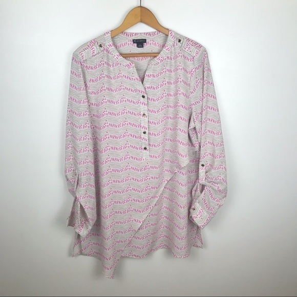 New Directions Shiffon Long Sleeve Top Blouse Sz L - Picture 1 of 9